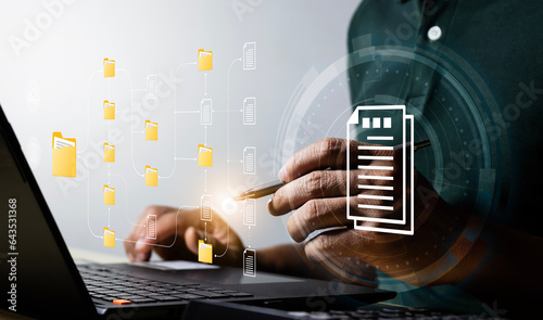 Cloud technology and data storage concept The concept of exchanging data and information with internet cloud technology. Isometric document file sharing