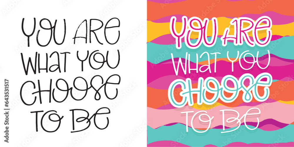 Funny color hand drawn doodle lettering postcard. T-shirt design, mug print, bag print, doodle template print.