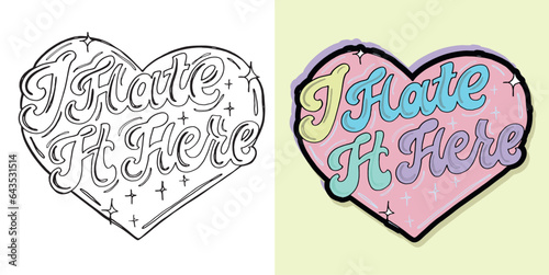 Funny color hand drawn doodle lettering postcard. T-shirt design, mug print, bag print, doodle template print.