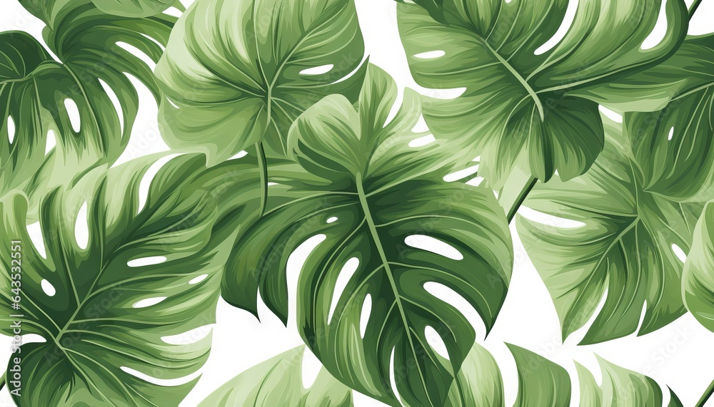 Exotic tropical natural green leaves vector composition on white background Exotic tropical natural green leaves vector composition on white background