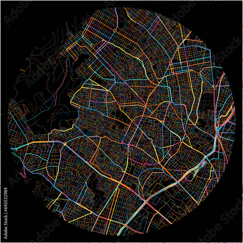 Colorful Map of Peristeri, Attica with all major and minor roads.