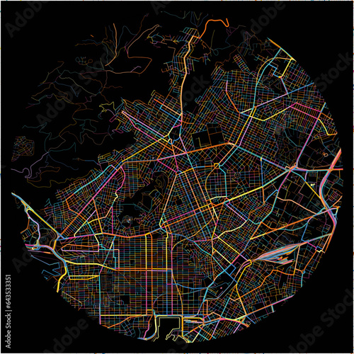 Colorful Map of Nikaia, Attica with all major and minor roads.