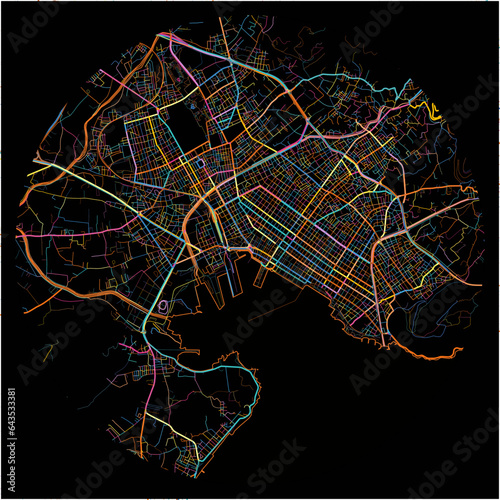 Colorful Map of Volos, Thessaly with all major and minor roads.
