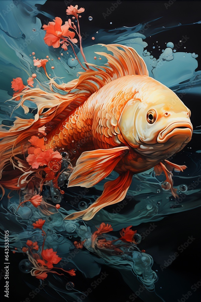 Image of goldfish in pond of water.