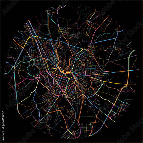 Colorful Map of Trikala, Thessaly with all major and minor roads.