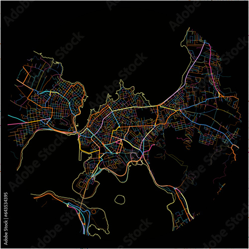 Colorful Map of Chalcis, Central Greece with all major and minor roads.
