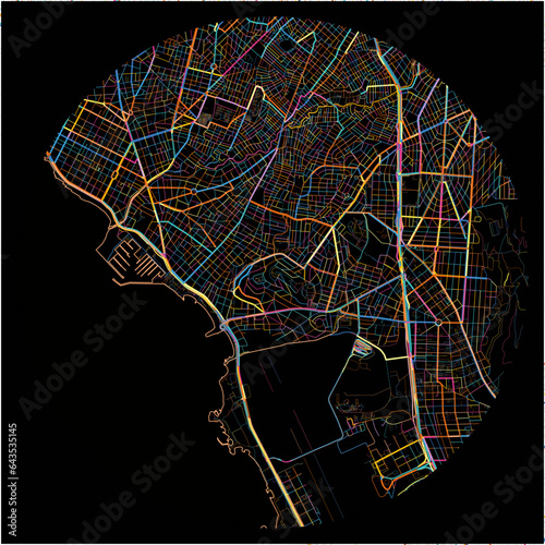 Colorful Map of Alimos, Attica with all major and minor roads.