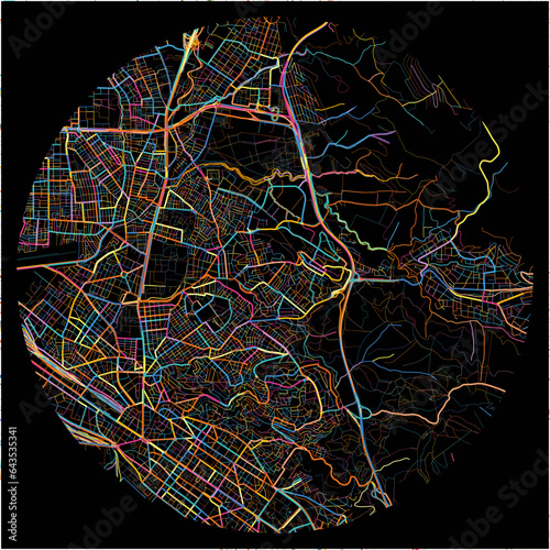 Colorful Map of Polichni, Central Macedonia with all major and minor roads.