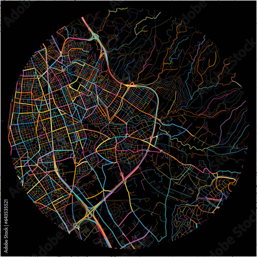 Colorful Map of Pylaia, Central Macedonia with all major and minor roads.