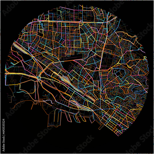 Colorful Map of Ampelokipoi, Central Macedonia with all major and minor roads.