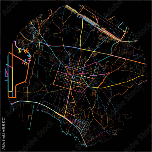 Colorful Map of Aspropyrgos, Attica with all major and minor roads.