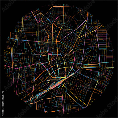 Colorful Map of Debrecen, Hajdú-Bihar with all major and minor roads.