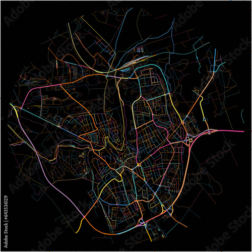 Colorful Map of Veszprem, Veszprém with all major and minor roads.