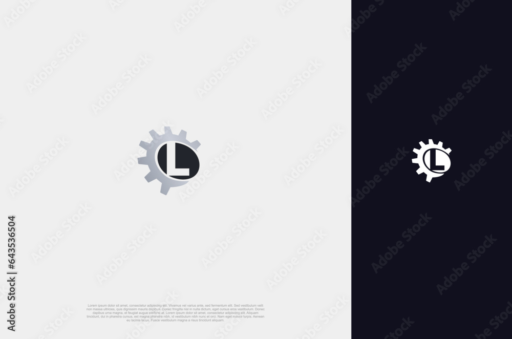 Obraz premium Initial L and Gear Logo design template industry company logo. letter L and gear combination