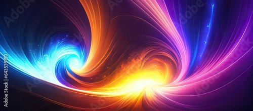 Abstract futuristic background with blurry glowing wave and neon lines. Spiritual energy concept