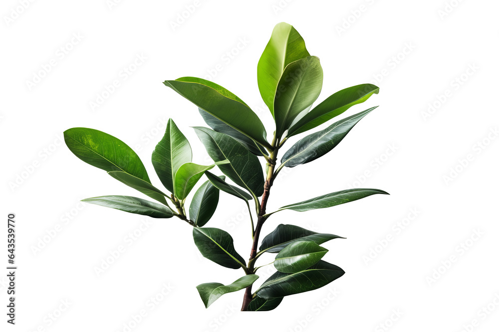 Green Ti plant leaves isolated on transparent background - Tropical evergreen foliage from Asia and pacific islands