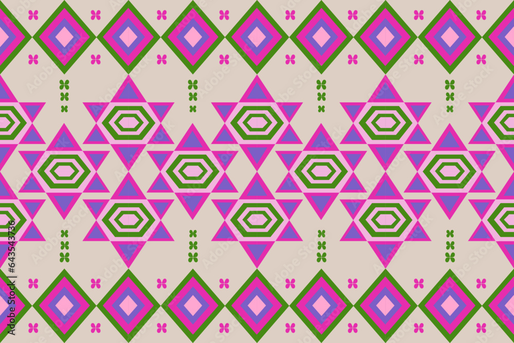 pink violet green star Geometric ethnic pattern design for background or wallpaper seamless pattern. Design for fabric, curtain, background, carpet, wallpaper, clothing, wrapping, Vector illustration pink violet green star Geometric ethnic pattern design for background or wallpaper seamless pattern. Design for fabric, curtain, background, carpet, wallpaper, clothing, wrapping, Vector illustration