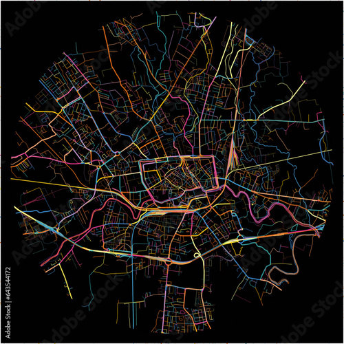 Colorful Map of Treviso, Veneto with all major and minor roads.