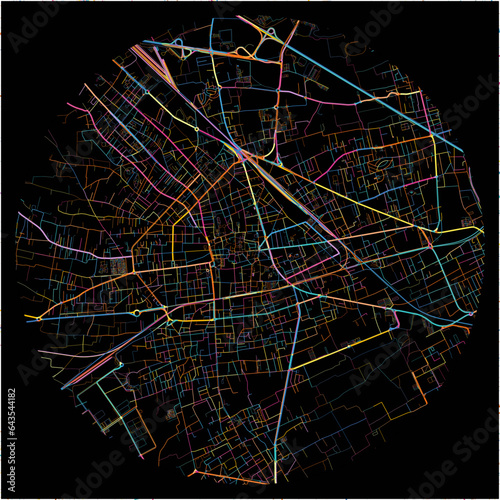 Colorful Map of BustoArsizio, Lombardy with all major and minor roads.