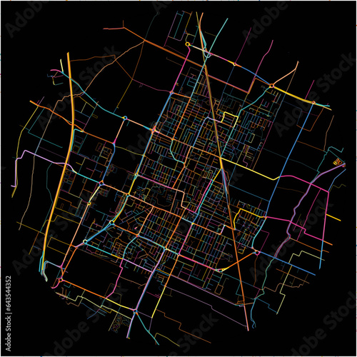 Colorful Map of Carpi, Emilia-Romagna with all major and minor roads.