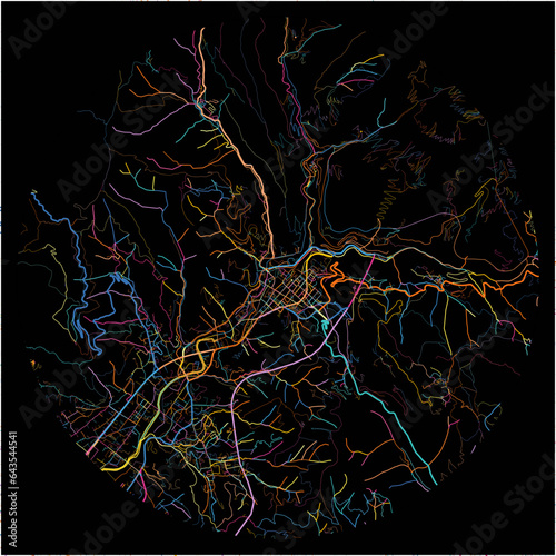 Colorful Map of Carrara, Tuscany with all major and minor roads.