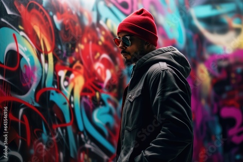 Graffiti Wall with a Hip-Hop Artist - Street Art and Beats - AI Generated