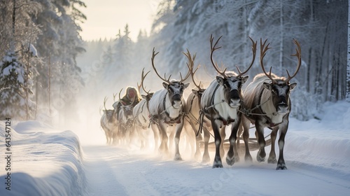 Ecotourism reindeer sledding tour in Sweden.