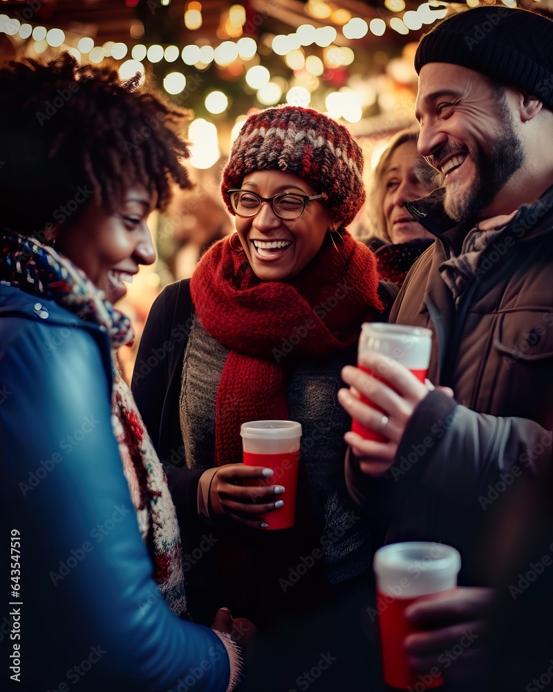 Joyful Moments at Christmas Market. Generative ai Joyful Moments at Christmas Market. Generative ai