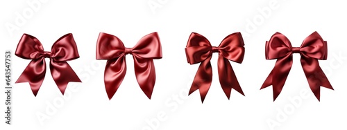Set of festive red bows. Generative AI technology.