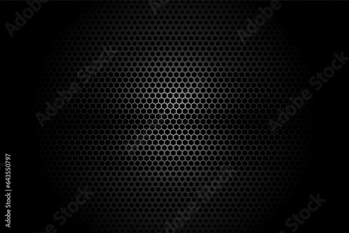 Black hexagonal grid abstract background and gradient background. Black and white or monochromatic pattern