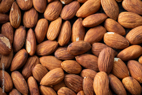 Almond nuts close up in day light.