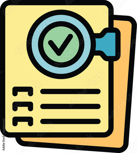Folder key point icon outline vector. Business word. Top list color flat