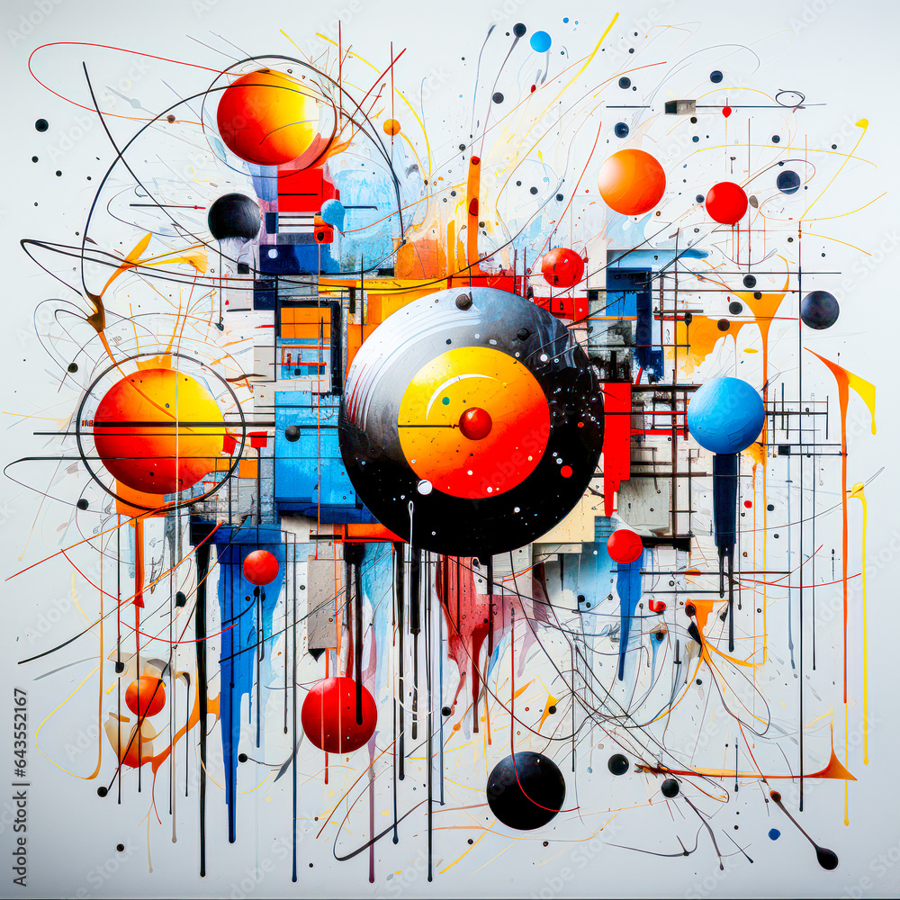 Obraz premium Abstract Concept Design in Colourful Maths Structures Spherical Sculptures Minimalism with Movement Social Network Analysis Digital Art Generative AI Cover Poster
