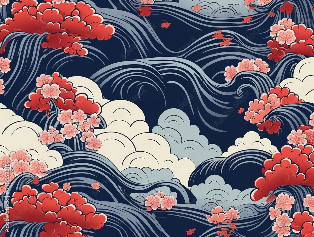 Abstract hand painted watercolour Japanese themed landscape background Abstract hand painted watercolour Japanese themed landscape background