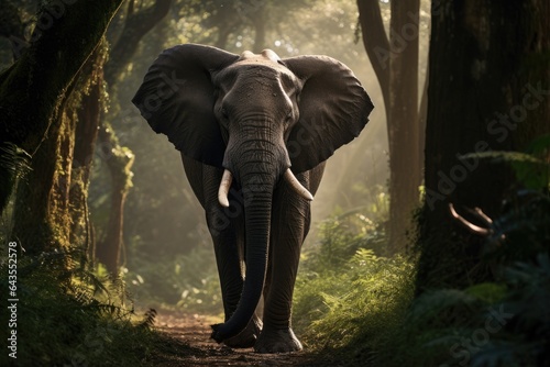 Adult African Elephants walking through the jungle