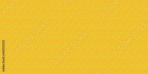 Abstract Pattern with wave yellow circle sprial scripts background. seamless scripts geomatics overloping create retro circle backdrop pattern background. Overlapping Pattern with Transform Effect.