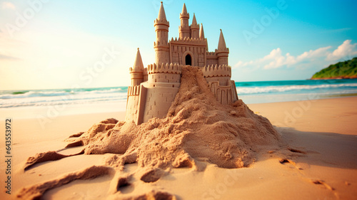 castle with a beach sand and sand in the sea