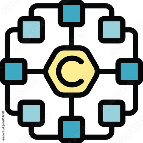 Collagen formula icon outline vector. Cell cream. Serum cosmetic color flat