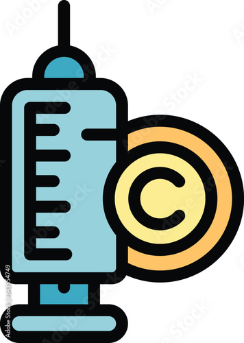 Collagen injection icon outline vector. Cell care. Molecule gel color flat