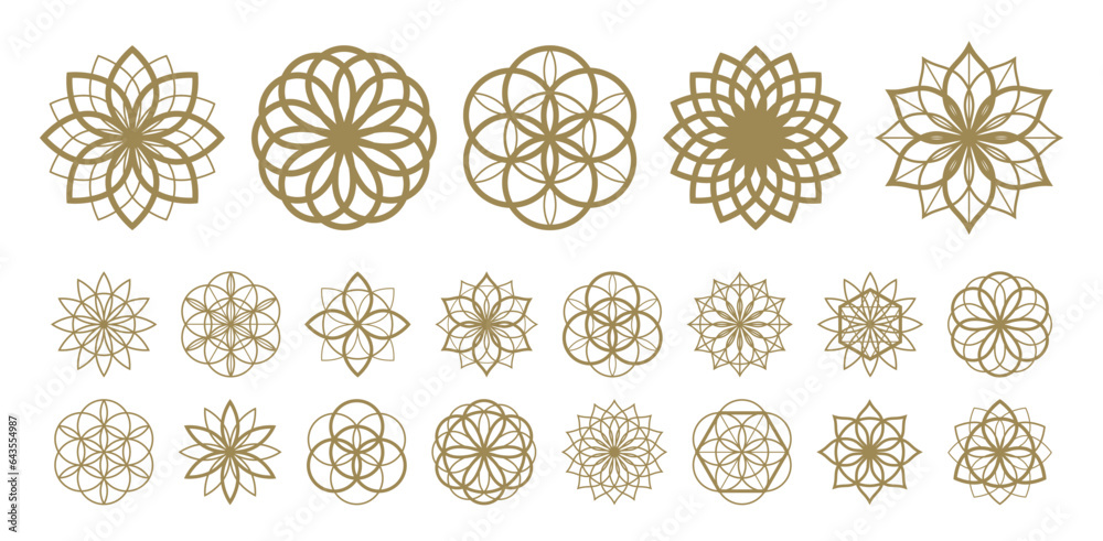 Flower of life vector ancient esoteric symbol big vector set.