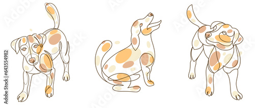 Funny dog linear vector ill...
