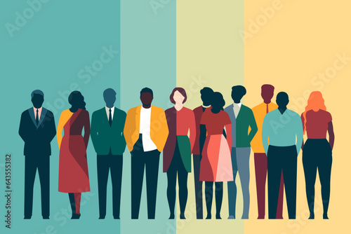 Group diversity silhouette multiethnic people. Community of colleagues or collaborators. Concept of bargain agreement or pact. Collaborate. Co-workers. Harmony. Organization