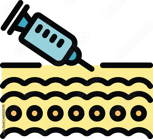 Collagen injection icon outline vector. Cosmetic care. Cream cell color flat