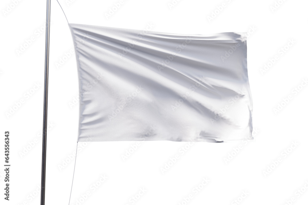 Fototapeta premium white flag on a transparent background, mockup 