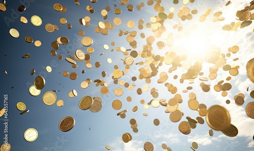 Coins in mid-air, capturing the excitement and motion of a coin toss