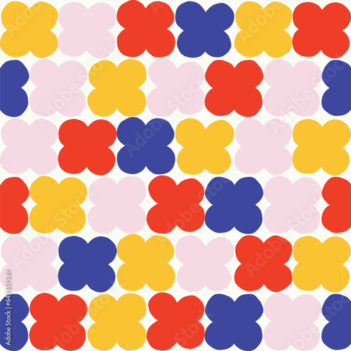 Cute and simple repeated shapes pattern. Vector seamless texture with hand drawn figures. Abstract background