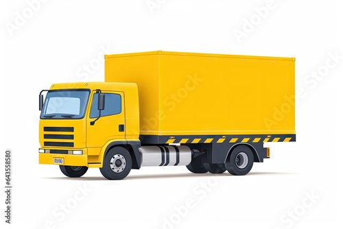 On road to delivery. Blank cargo truck illustration on white background isolated. Logistics in miniature. Commercial freight vehicle. Trucking business symbol. Model truck in transit