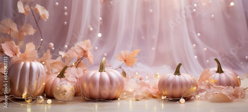 halloween pink sparkle pumpkin flowers, ai