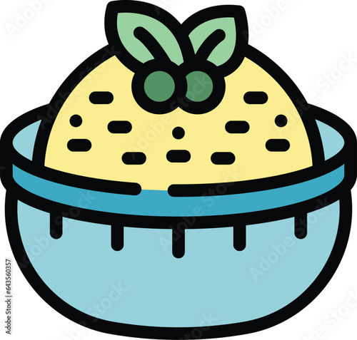 Snack meal icon outline vector. Bowl paste. Spread olive color flat