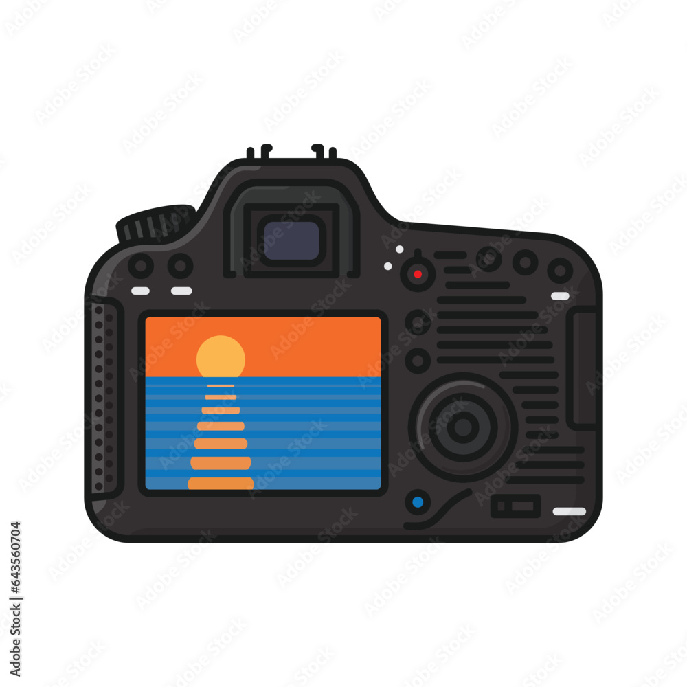 Digital camera back side isolated vector illustration for Nature Photography Day on June 15 Digital camera back side isolated vector illustration for Nature Photography Day on June 15